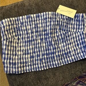 Universal Thread Blue and White Checkered Tube Top